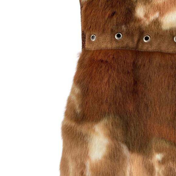 Vintage Boho Faux Fur Grommet Suede Trim  Chenille Back Zipper Vest Medium - Picture 4 of 7